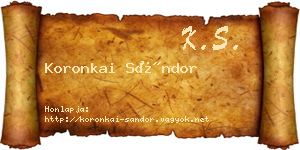 Koronkai Sándor névjegykártya